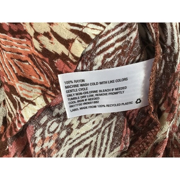 Knox Rose Top Size L Brown Batik Beaded Tassel Boho Hippie Casual Lightweight - Picture 8 of 8